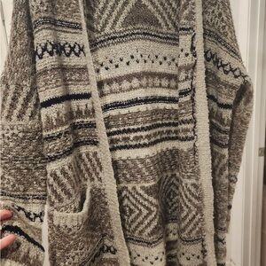 Lucky Brand Textured Knit Sweater in Taupe, Navy and Cream